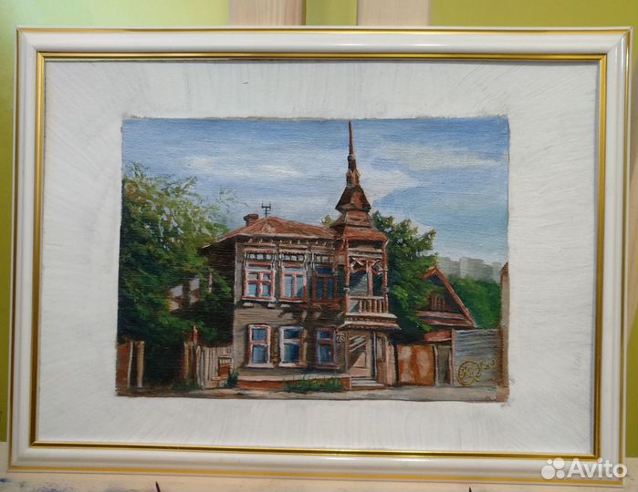 Картина масло Старый дом