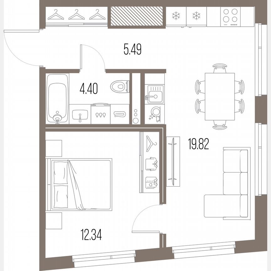 1-к. квартира, 42,1 м², 5/10 эт.