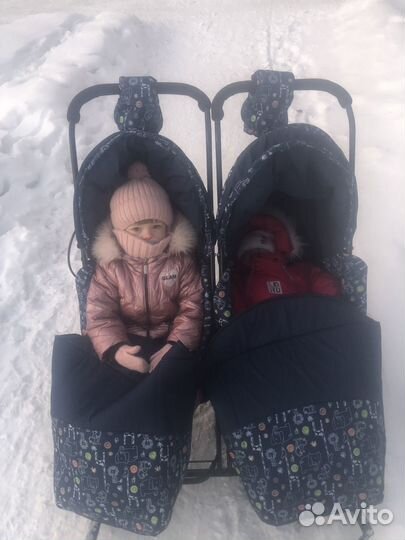 Санки для двойни с колесами