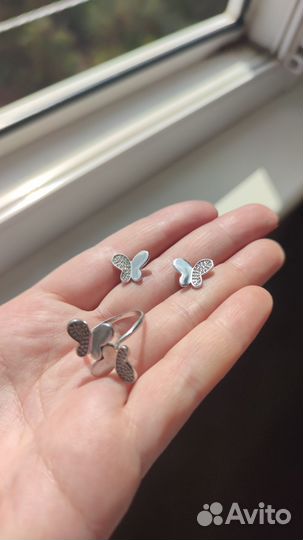 Серебро кольцо, серьги, браслет, кулон, комплект