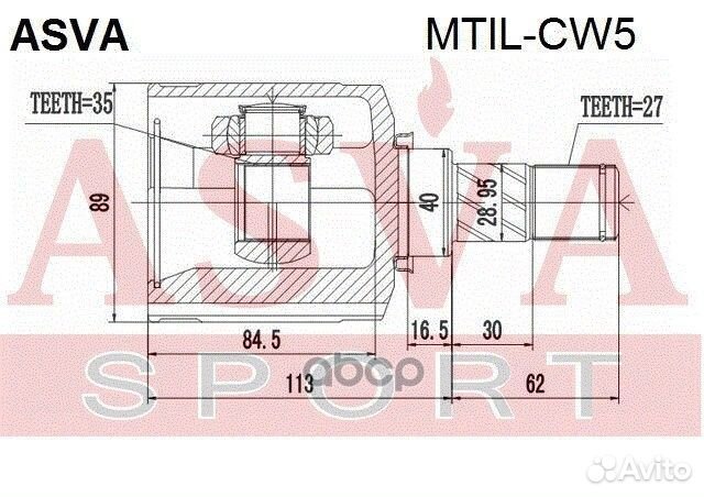Шрус внутренний перед лев mtilcw5 asva