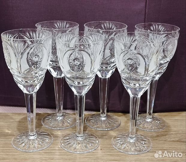 Хрустальные бокалы СССР набор 6 шт