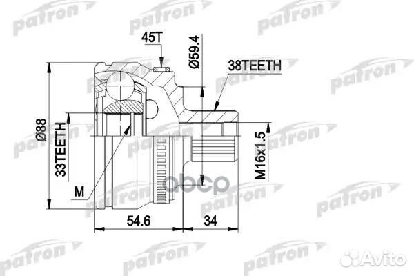 Шрус наружн к-кт 38x59.5x33 ABS:45T audi: A4 00