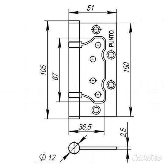 Петля IN4200W CFB (200-2B 100x2,5) кофе глянец