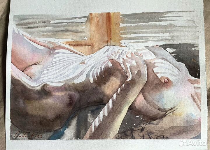 Картина ню акварель