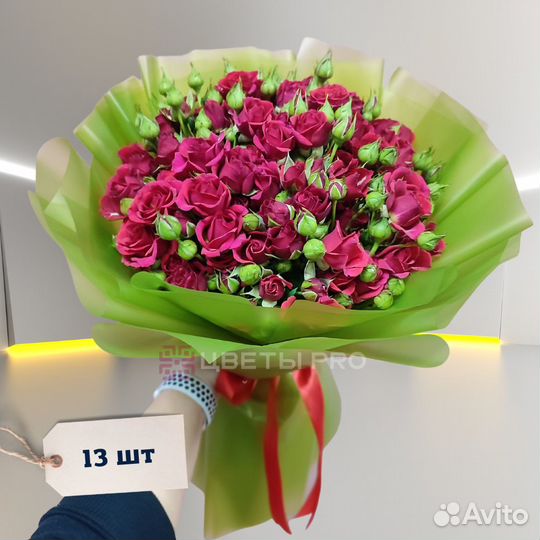 Кустовые розы красные 25 шт 60 см