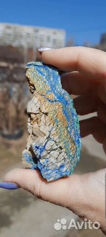 Азурмалахит камень срез минерал
