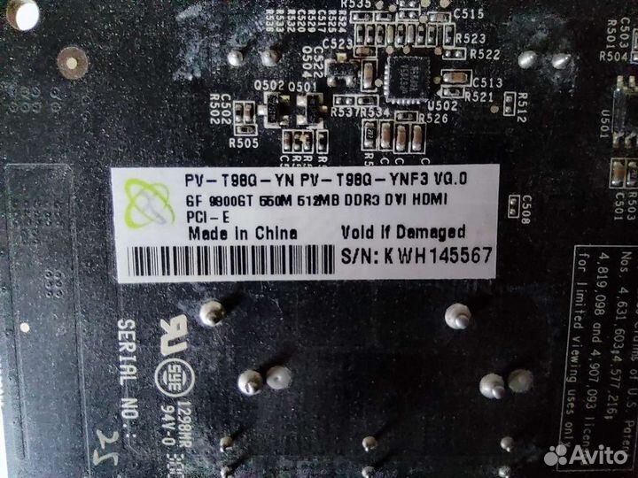 Н/р Видеокарта Nvidia GeForce 9800 GT 512Mb PCI-E