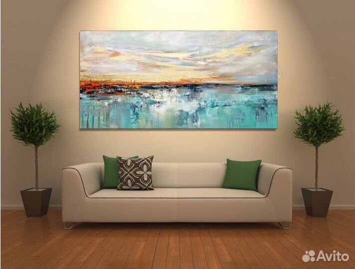 Картина маслом на холсте абстракция морской пейзаж