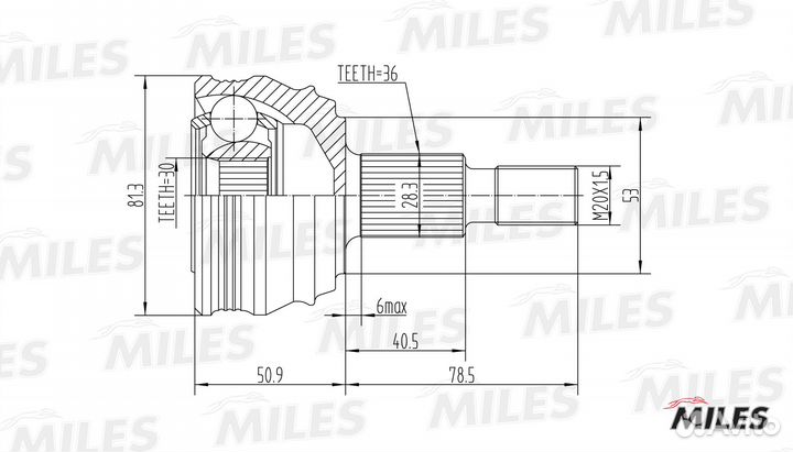 Шрус audi A3 I/skoda octavia I/golf IV 1.6-1.9SDI