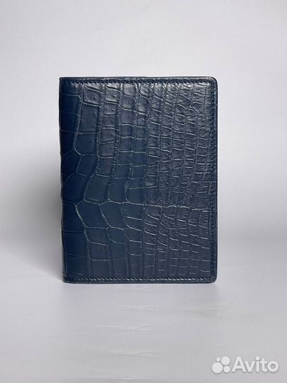 Обложка на паспорт Zilli синяя, кожа крокодила