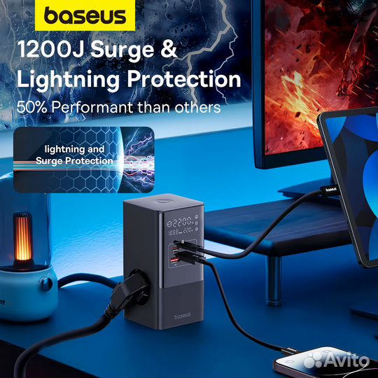 Зарядная станция Baseus 7 в 1 с цифровым дисплеем