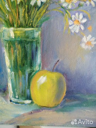 Картина маслом ромашки