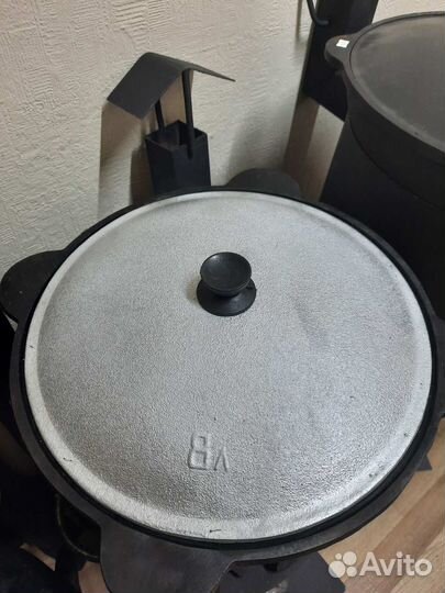 Казан 8л узбекский чугунный с крышкой