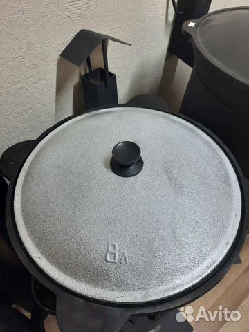 Казан 8л узбекский чугунный с крышкой