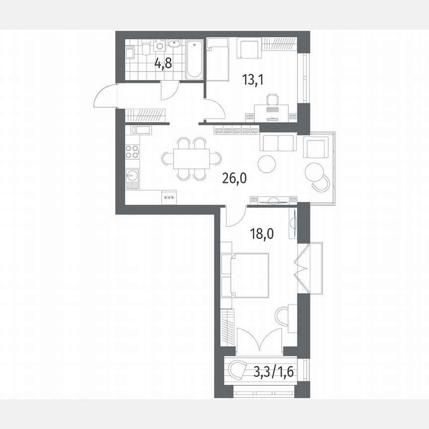 2-к. квартира, 68,8 м², 10/11 эт.
