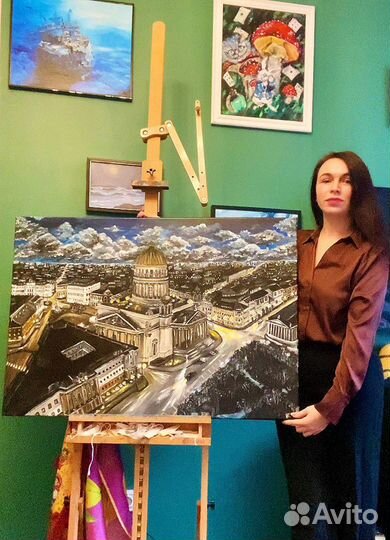 Санкт-Петербург Картина Маслом ночной пейзаж