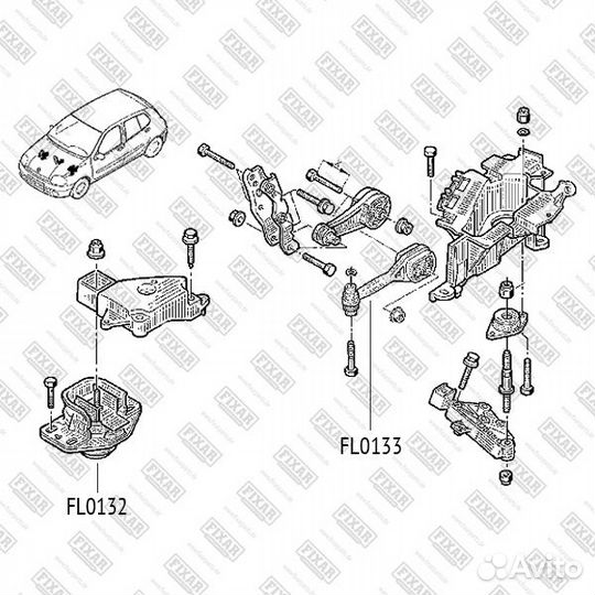 Fixar FL0133 Опора двигателя renault cliomegane 98