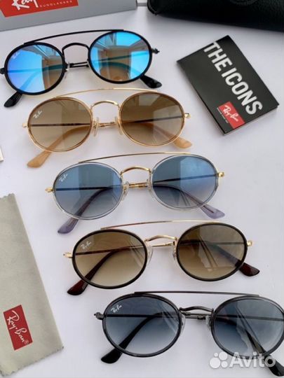 Очки ray ban oval double bridge голубые
