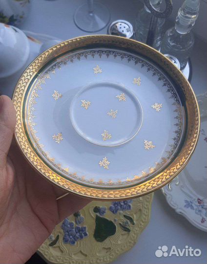 Молочник Дулево СССР, блюдца Limoges Винтаж