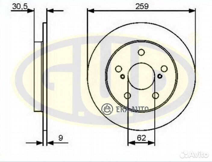 GUD GDB109155 Диск тормозной toyota auris 07- задний D 259мм