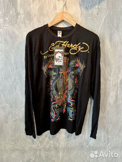 Ed Hardy.Black.новый эластичный лонгслив. XXL