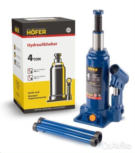 Домкрат гидравлический 4 т., Hofer 195 - 380 мм