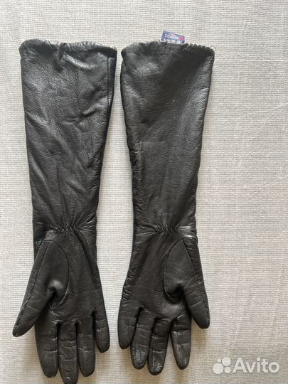 Удлиненные кожаные перчатки