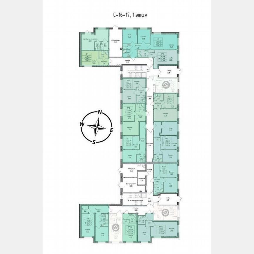 1-к. квартира, 50,8 м², 1/4 эт.
