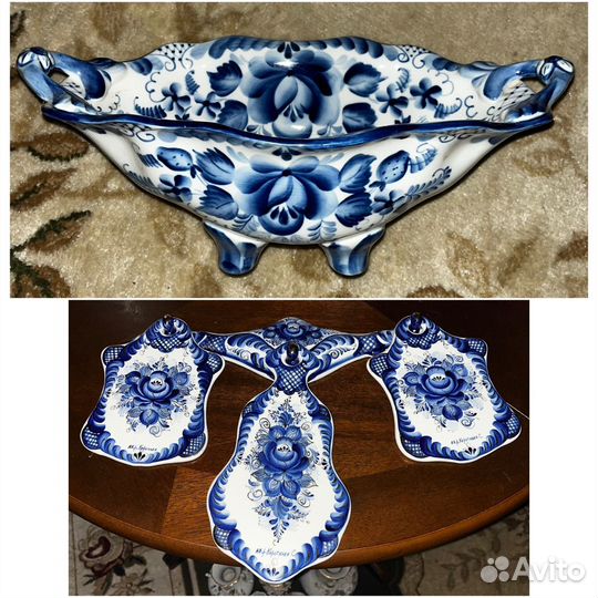 Гжель, чайник, блинница, фруктовница СССР