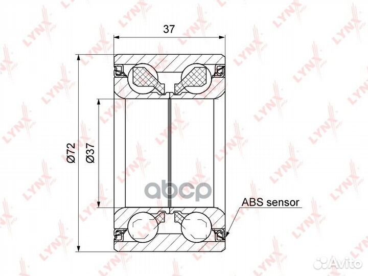 Подшипник ступицы передний с ABS, 37x37x72 WB-1