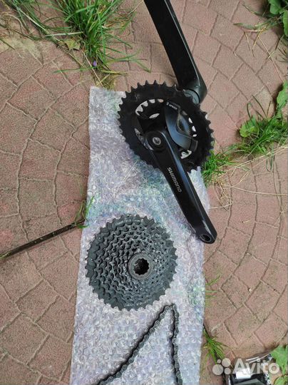 Система шатунов Shimano 36/22+каретка+кассета 9 ск