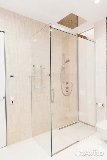 Перегородки из стекла в ванную под ключ