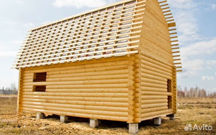 Сруб дома, бани