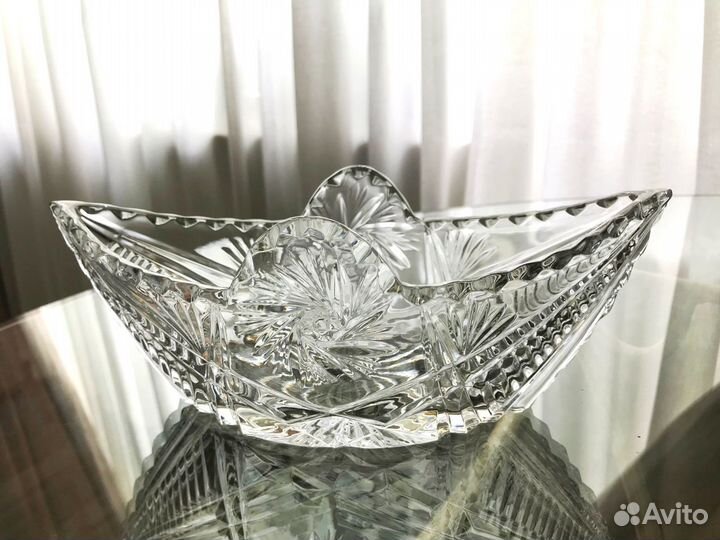 Ваза Ладья Хрустальная Хрусталь СССР Салатник
