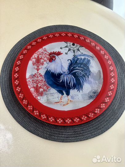 Новое новогоднее блюдо для торта тарелка с петухом