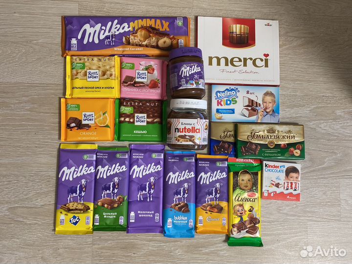 Шоколад milka нутелла мерси киндер твикс сникерс
