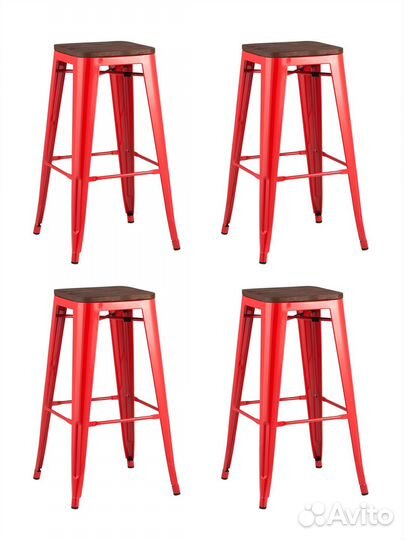 Стул барный tolix wood красный глянцевый 4 шт