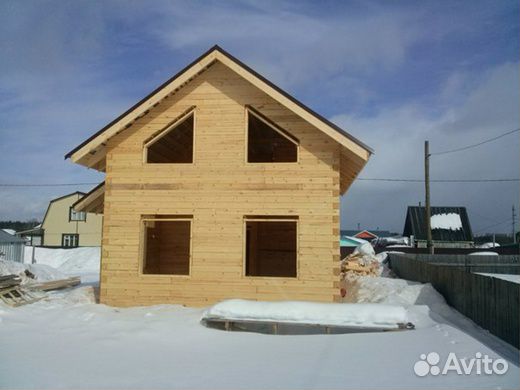 Сруб из проф. бруса 6х8 м. под усадку