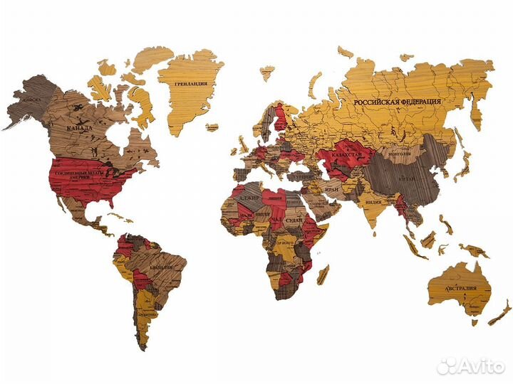 Карта мира из дерева Монтеверде Ярославль