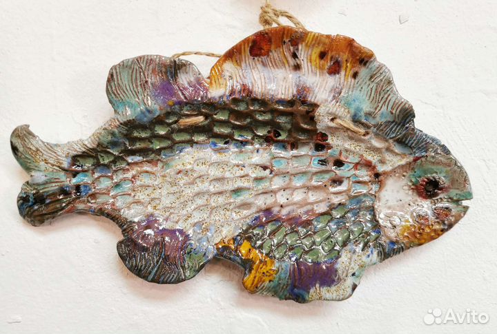 Настенное блюдо рыба керамика