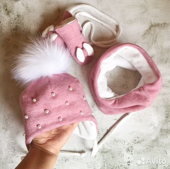 Шапка снуд варежки