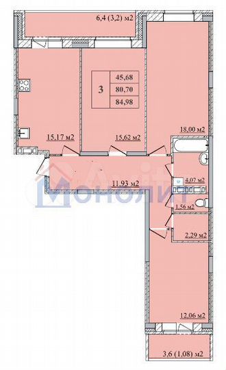 3-к. квартира, 85 м², 8/10 эт.
