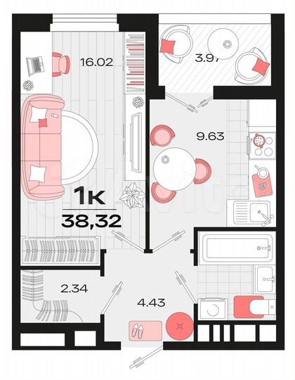 1-к. квартира, 37,7 м², 9/14 эт.
