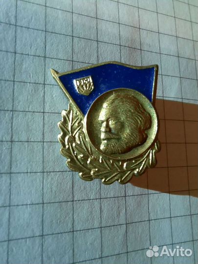 Значек Карл Маркс, тяжелый, эмаль