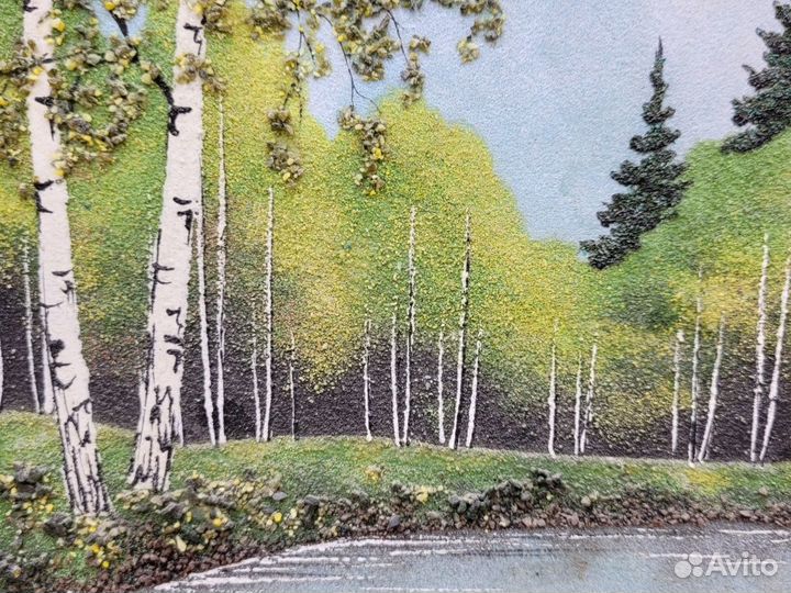 Панно картина Пейзаж Уральские камни крошка 23*19