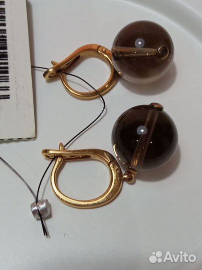 Серьги с раухтопазом