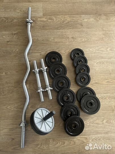 Гриф для штанги гантели блины диски 2,5 1,25 ролик