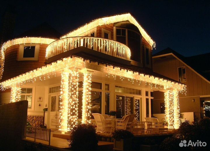 Новогоднее освещение дома под ключ гирляндами
