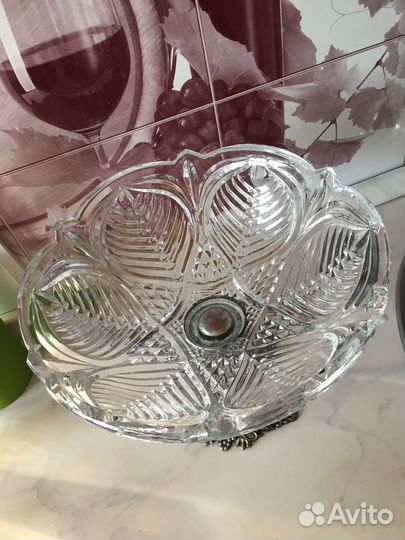 Хрустальная старинная фруктовница